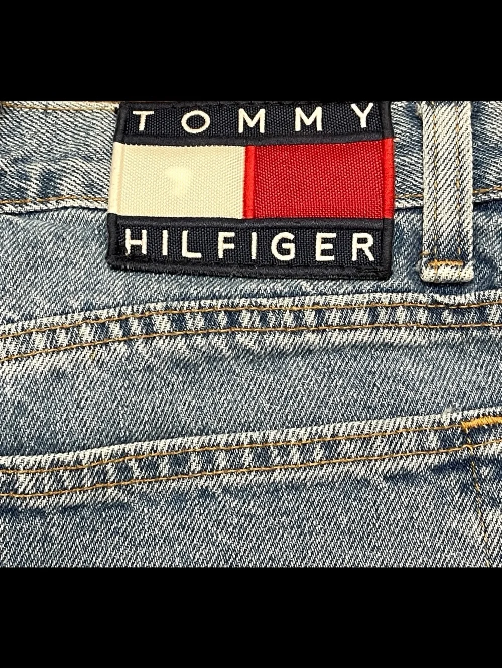 Vintage Tommy Hilfiger High Waist Medium Blue Wash Denim Jean Shorts Size 12